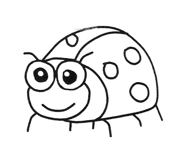 A set of simple drawing pictures of cartoon ladybugs