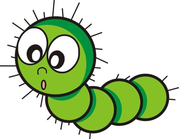 Green little caterpillar simple strokes