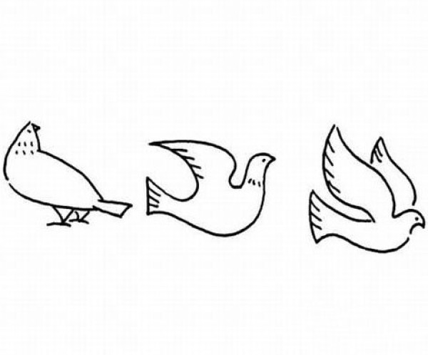 Simple animal drawings for children, peace dove