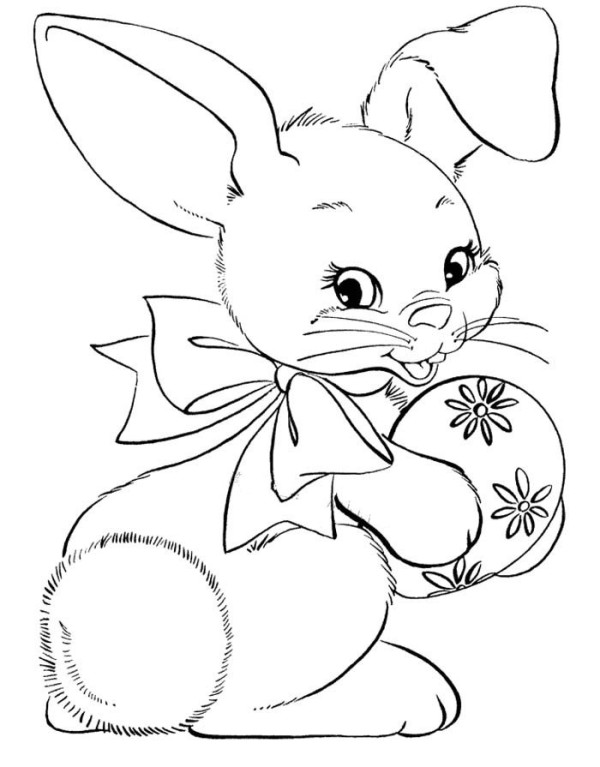 Bunny holding Easter eggs