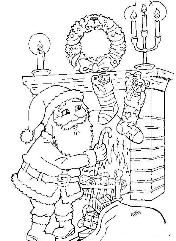 Santa Claus hanging gifts