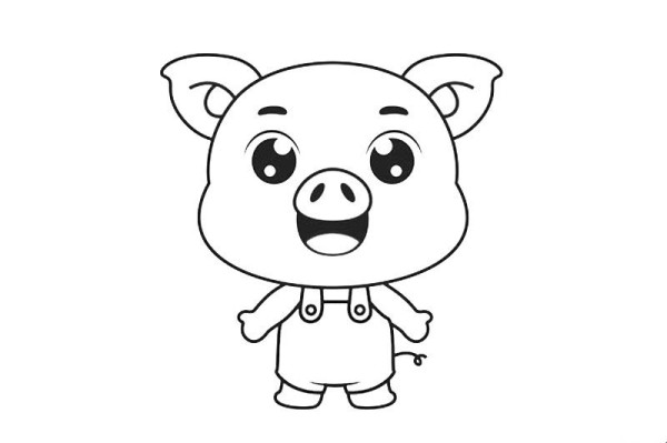 5 simple drawings of cartoon piglets in the Year of the Pig