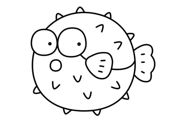 Cute little puffer fish simple strokes