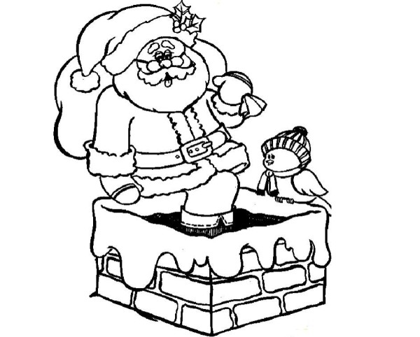 Santa Claus climbing the chimney