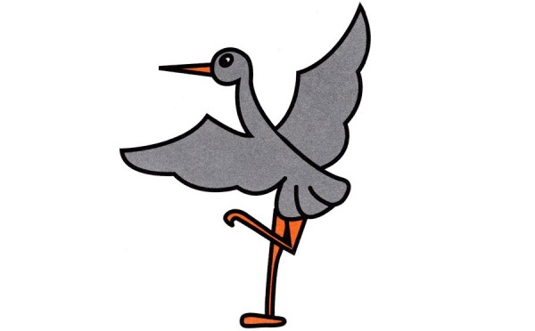 How to draw little gray crane in simple strokes