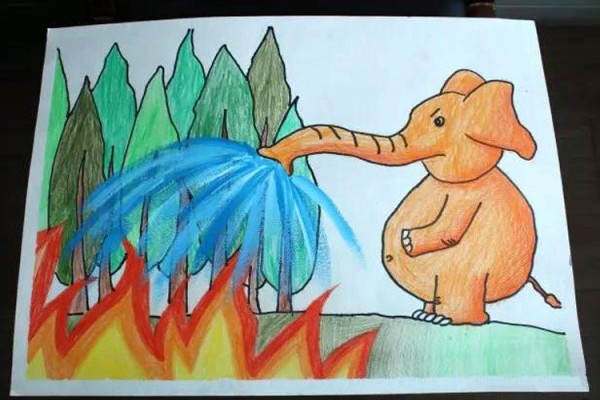 Draw fire elephant fireman