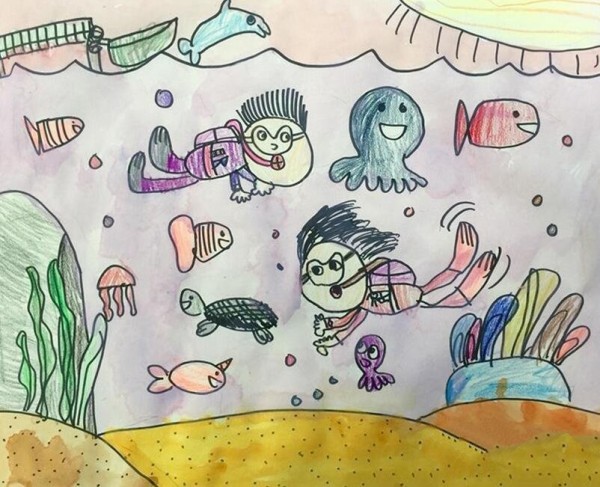 Let’s go diving in the underwater world during summer vacation and enjoy drawing and pictures