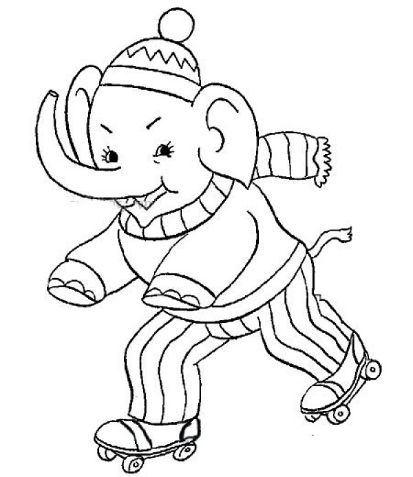 Simple drawing of skating elephant