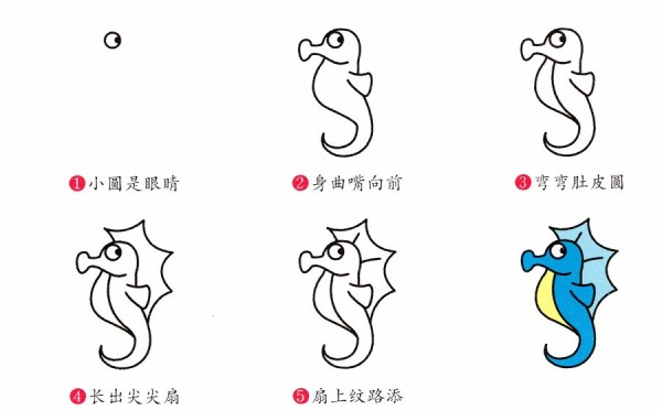 How to draw a seahorse in simple strokes