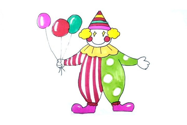 Draw a simple drawing of a circus clown