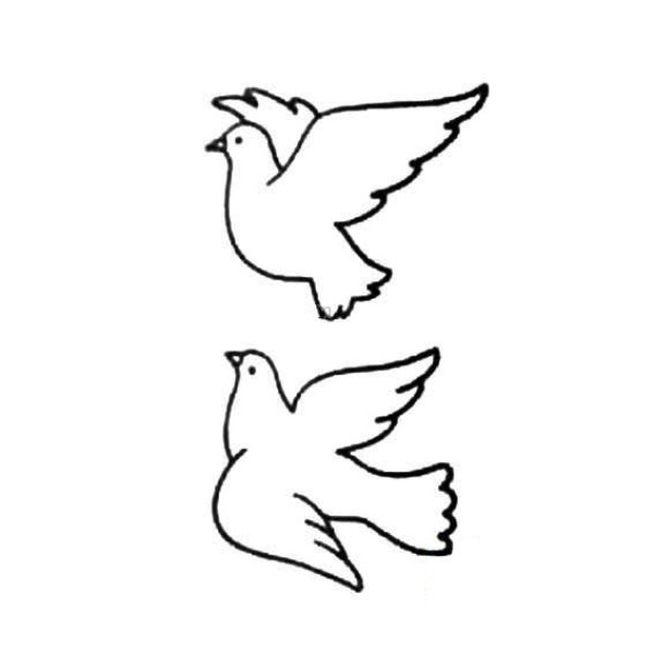 Simple drawing of pairs of peace doves