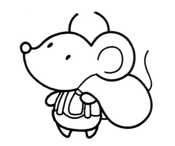 Little mouse holding a baggage