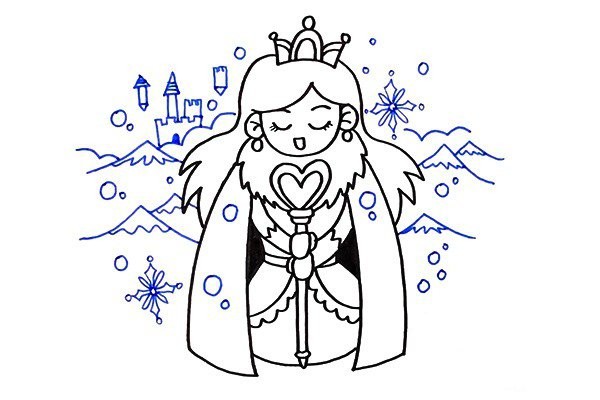 How to draw the princess of the ice and snow kingdom