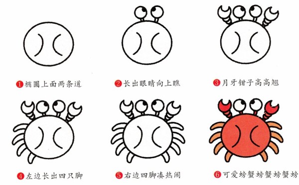 How to draw crabs in simple strokes