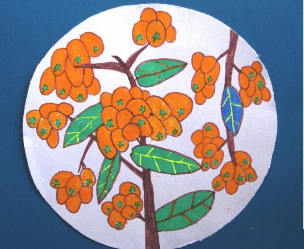 Loquats are ripe, autumn-themed childrens paintings