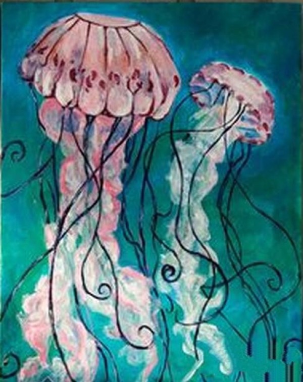 Appreciation of beautiful jellyfish underwater world themed oil paintings