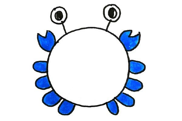 A collection of simple drawing pictures of marine style crabs