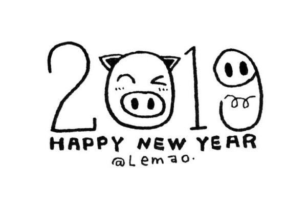 Piggy simple drawing Year of the Pig painting material