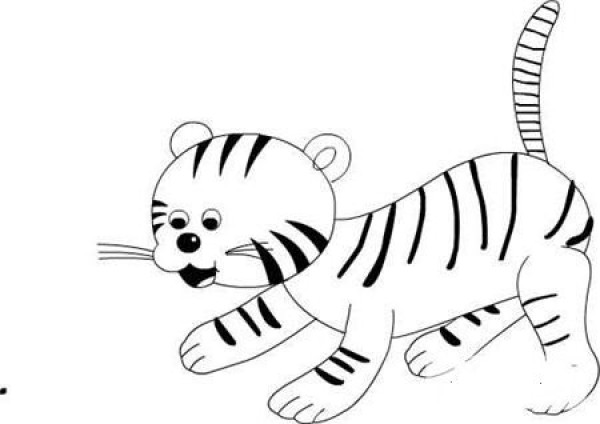 Childrens simple drawing of tiger