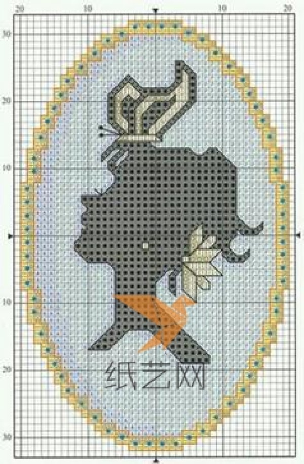 Tutorial on making elegant character silhouette cross-stitch pattern greeting cards