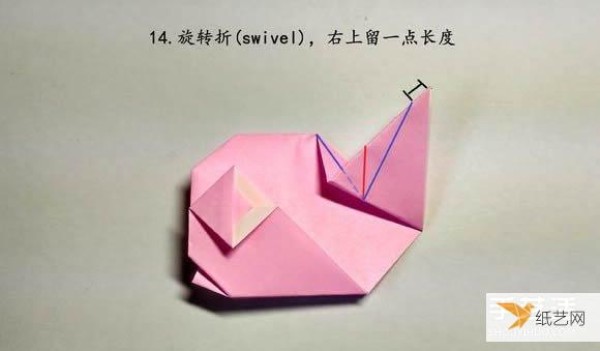 Hand-folded cartoon whale origami step-by-step tutorial