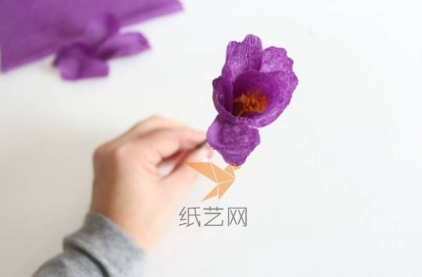 Tutorial on how to make lavender, blue and red crocus handmade paper flowers from crepe paper