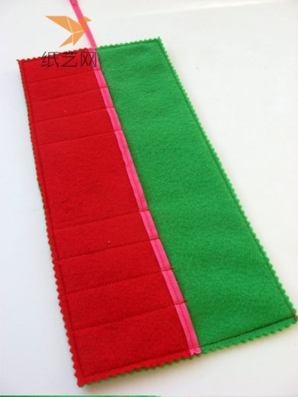 Non-woven pencil case in red and green, chic and easy-to-learn non-woven tutorial