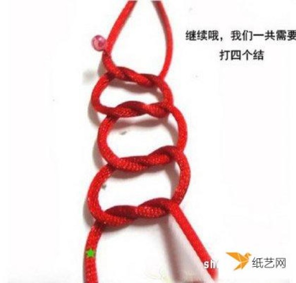 Illustration of the steps and methods of knitting Chinese knot with caisson