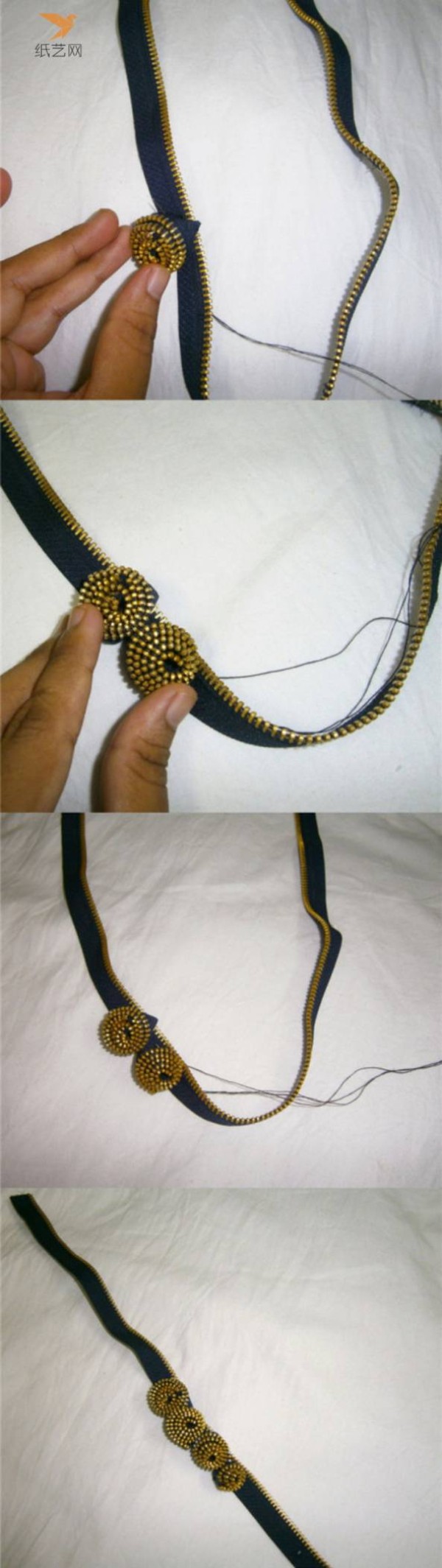 Tutorial on turning waste into treasure. Tutorial on how to make a chic necklace made of zippers.