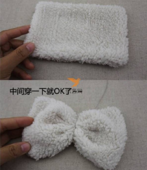 Fabric lamb wool autumn and winter bow making tutorial fabric art tutorial