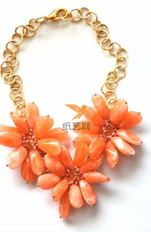 Shrimp Red Beaded Flower Necklace Making Tutorial Beading Tutorial