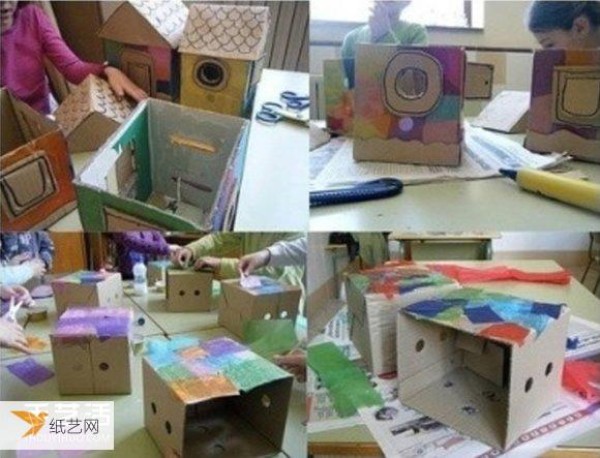 Share an illustration of how to make a children’s paper house model by hand