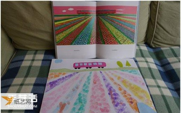 Finger painting tutorial for children - making a beautiful flower field