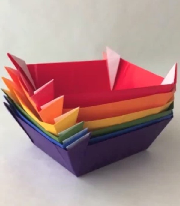 Creative folding tutorial for making simple handmade origami storage boxes