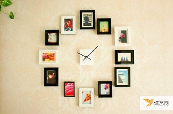 Illustrated tutorial on how to create a personalized photo wall in the style of a clock