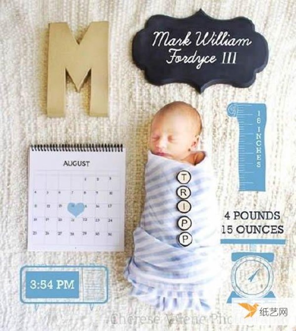 Appreciation of baby photos using creative ideas from daily life items