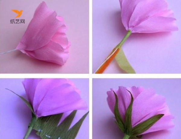 Tutorial on making big red flowers from crepe paper