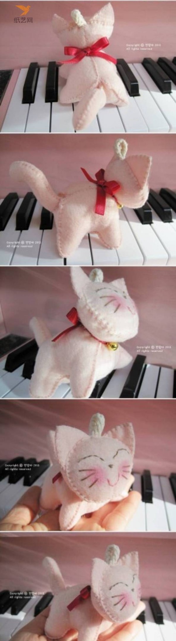 Non-woven fabric tutorial: The non-woven laughing cat who loves to apply blush