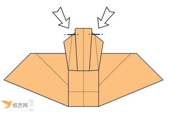 Illustration of the method of hand folding paper sofa chair