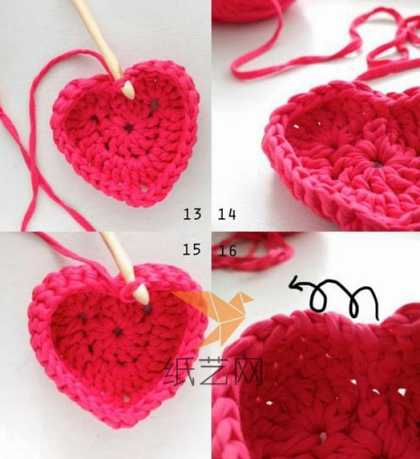 Crochet heart-shaped sewing box tutorial