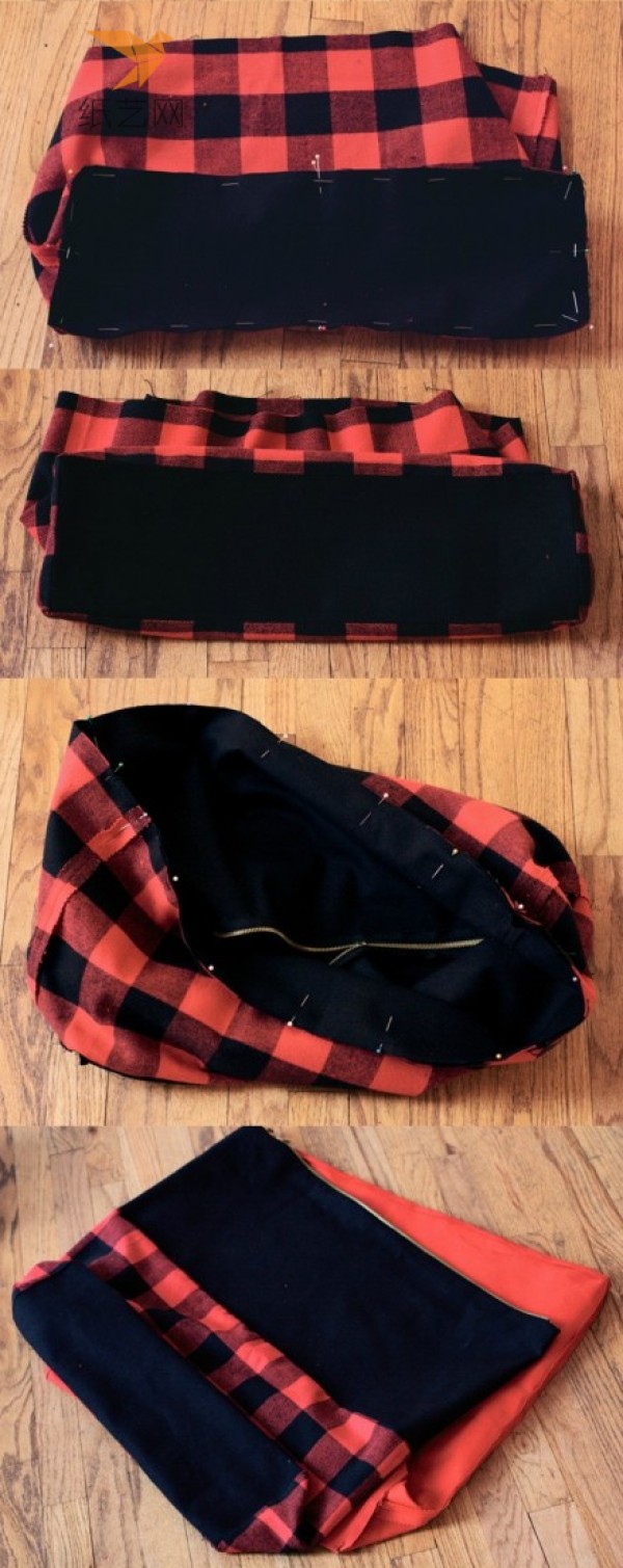 Fabric Tutorial Black and Red Checkered Fabric Bag DIY Making Tutorial