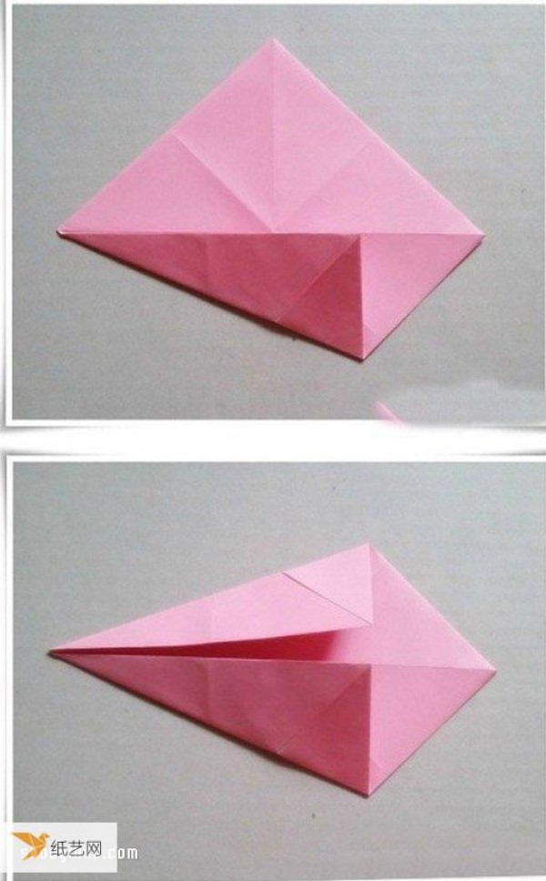 Illustrated method of folding an origami parasol by hand