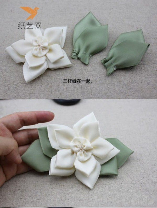 Fabric tutorial Korean style small fresh fabric flower hairpin making tutorial illustration