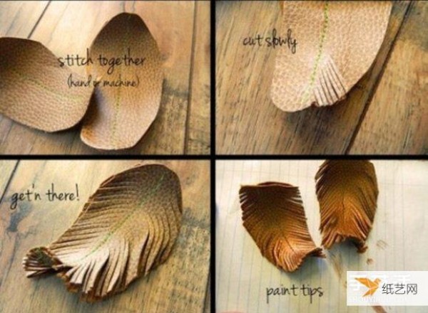 How to use leather to make personalized feather hangings