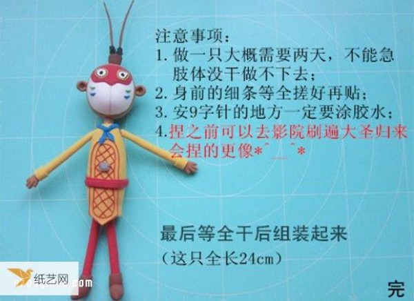 Illustration of steps to make Sun Wukong using clay