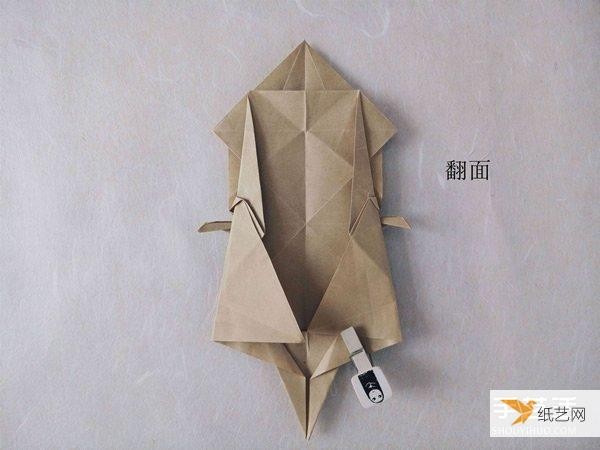 Tutorial on how to fold a very complicated standing three-dimensional paper rabbit