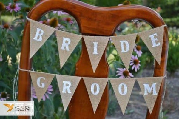 Pictures of handmade methods of hanging personalized flags for parties and festivals