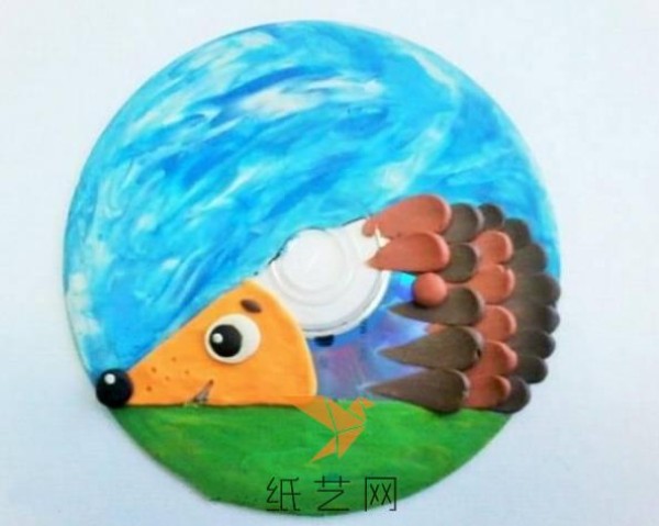 Childrens handmade little hedgehog clay painting Mothers Day gift