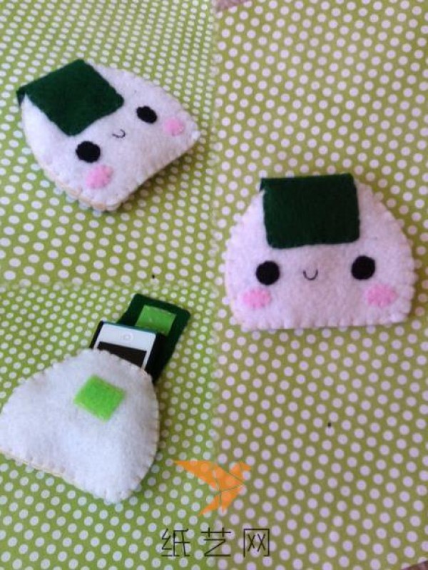 Cute handmade non-woven rice ball coin purse tutorial