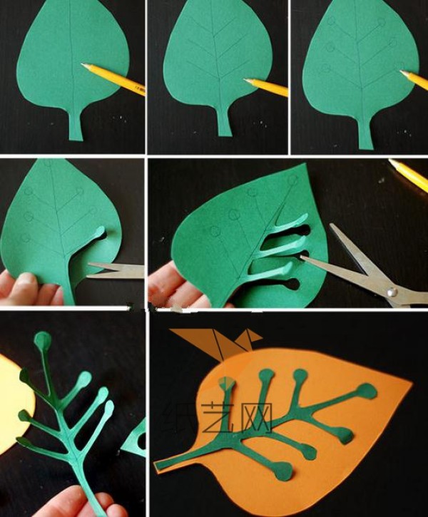 Childrens handicraft tutorial on autumn leaves themed handicrafts